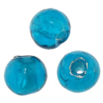 Perles murano feuille d'argent, chalumeau, Rond, couleur bleu foncé, 8mm, Trou:Environ 1mm, 100PC/sac, Vendu par sac