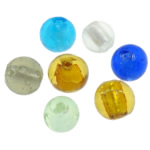 Perles murano feuille d'argent, chalumeau, Rond, couleurs mélangées, 10-12mm, Trou:Environ 1.5mm, 100PC/sac, Vendu par sac