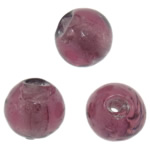 Perles murano feuille d'argent, chalumeau, Rond, violet, 8mm, Trou:Environ 1.2mm, 100PC/sac, Vendu par sac