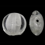 Silberfolie Lampwork Perlen, flache Runde, weiß, 16x16x10mm, Bohrung:ca. 2mm, 100PCs/Tasche, verkauft von Tasche