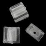 Abalorios de Cristal de Murano con Plata, Cuadrado, lámina de plata, Blanco, 10x10x5.50mm, agujero:aproximado 2mm, 100PCs/Bolsa, Vendido por Bolsa