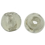 Silver Foil Lampwork Beads, Round, 8x7-7.5mm, Hole:Approx 1mm, 100PCs/Bag, Sold By Bag