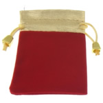 Sac à bijoux, velours de coton, rectangle, rouge, 80x100mm, 100PC/sac, Vendu par sac
