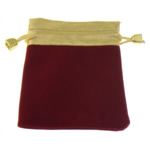 Jewelry Pouches Bags, Velveteen, Rectangle, dark red, 100x120mm, 100PCs/Bag, Sold By Bag