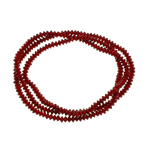 Bracelet corail, corail naturel, synthétique, rouge, 4x4x2.50mm, Vendu par 26.5 pouce brin