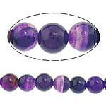 Perles agates violet naturelles, agate pourpre, Rond, strie, 8mm, Trou:Environ 0.8-1mm, 10Strandstoron/lot, Vendu par lot