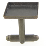 Brass Cufflinks Findings, Square, antique bronze color plated, lead & cadmium free, 17x17x2.5mm,  16.5mm, 4x18mm, Inner Diameter:Approx 16x16mm, 150PCs/Bag, Sold By Bag