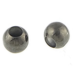 metal abalorio con ajugero largo, Esférico, chapado en color plomo negro, 10x10x8.50mm, agujero:aproximado 5mm, 1000PCs/Bolsa, Vendido por Bolsa