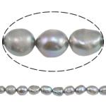 Barock kultivierten Süßwassersee Perlen, Natürliche kultivierte Süßwasserperlen, grau, 8-9mm, Bohrung:ca. 0.8mm, verkauft per 15 ZollInch Strang
