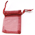 Ювелирный мешок, Органза, прозрачный, красный, 50x70mm, 100/