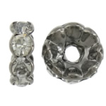 Rhinestone Spacers, Brass, Donut, platinum color plated, with rhinestone, 10x10x3.80mm, Hole:Approx 2mm, 500PCs/Bag, Sold By Bag