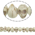Turkis perler, Syntetisk Turkis, Skull, hvid, 13x9.50x12mm, Hole:Ca. 1.5mm, Ca. 40pc'er/Strand, Solgt Per Ca. 15 inch Strand