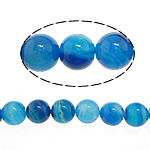 Natürliche Streifen Achat Perlen, rund, verschiedene Größen vorhanden, blau, Bohrung:ca. 1-1.2mm, Länge:ca. 15 ZollInch, verkauft von Menge