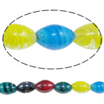 Plated Lampwork Beads, Oval, inner twist, mixed colors, 18x12mm, Hole:Approx 2-2.5mm, Length:Approx 13 Inch, 10Strands/Lot, Approx 20PCs/Strand, Sold By Lot