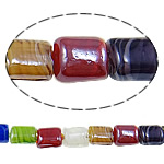 Plated Lampwork Beads, Rectangle, mixed colors, 16x13mm, Hole:Approx 2-2.5mm, Length:15.5 Inch, 10Strands/Lot, Sold By Lot