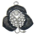 Flower Zinc Alloy Connector platinum color plated enamel & with rhinestone & 1/1 loop black lead & cadmium free Approx 2mm Sold By Bag