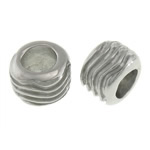 Stainless Steel European Beads, Drum, without troll, original color, 9.50x6.80mm, Hole:Approx 5.2mm, 10PCs/Bag, Sold By Bag