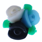Polymer Clay pärlor, Blomma, flerfärgad, 15x14x10mm, Hål:Ca 1mm, 100PC/Bag, Säljs av Bag