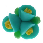 Grânulos de argila de polímero, Flor, verde, 16x14.50x10mm, Buraco:Aprox 1.5mm, 100PCs/Bag, vendido por Bag