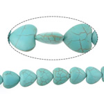 Turquoise Beads, Heart, turquoise blue, 17.50x18x8mm, Hole:Approx 1.2mm, Length:Approx 16 Inch, 20Strands/Lot, Sold By Lot