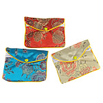 Jewelry Pouches Bags Satin with flower pattern & mixed Sold By Lot