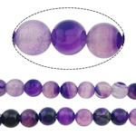 Natürliche Streifen Achat Perlen, rund, verschiedene Größen vorhanden, violett, Bohrung:ca. 1-1.2mm, Länge:ca. 15 ZollInch, verkauft von Menge