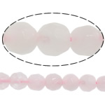 Natürliche Rosenquarz Perlen, rund, Maschine facettiert, Rosa, 4mm, Länge:ca. 15 ZollInch, 10SträngeStrang/Menge, ca. 87PCs/Strang, verkauft von Menge