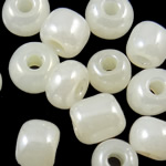 Ceylon Glas Seed Beads, Glass Seed Beads, Rund, vit, 3x3.60mm, Hål:Ca 1mm, Säljs av Bag