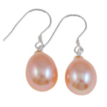 Freshwater Pearl Earrings, sterling silver earring hook, pink, 8-9mm, Sold By Pair