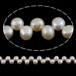 Barock kultivierten Süßwassersee Perlen, Natürliche kultivierte Süßwasserperlen, weiß, 7-8mm, Bohrung:ca. 0.8mm, verkauft per 15 ZollInch Strang