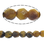 Perles oeil de tigre, Rond, jaune de terre, 4mm, Longueur:Environ 15 pouce, 10Strandstoron/lot, Vendu par lot