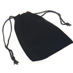 velours de coton sac de cordon, rectangle, noire, 80x100mm, 100PC/lot, Vendu par lot