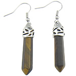 Natural Gemstone Earrings Tiger Eye brass earring hook pendulum Sold By Lot