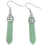 Natural Gemstone Earrings Green Aventurine brass earring hook pendulum Sold By Lot