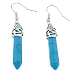 Turquoise Earring Natural Turquoise brass earring hook pendulum blue nickel lead & cadmium free Sold By Lot