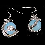 Sea Opal Drop Earring, messing oorbel haak, Draak, 20x45x16mm, 10paren/Lot, Verkocht door Lot