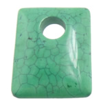 Turquoise Hanger, Synthetische Turquoise, Rechthoek, groen, 40x50x11mm, Gat:Ca 12.5mm, 20pC's/Lot, Verkocht door Lot