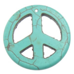 Turquoise Pendant Peace Logo turquoise blue Approx 1.2mm Sold By Lot