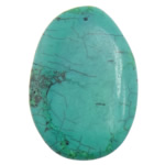 Pendentif turquoise, turquoise synthétique, ovale plat, vert, 32.50x49.50x5mm, Trou:Environ 1.2mm, 50PC/lot, Vendu par lot