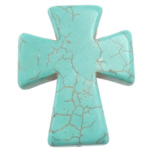 Turquoise Beads, Cross, turquoise blue, 40x50x8mm, Hole:Approx 1.5mm, 50PCs/Lot, Sold By Lot