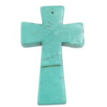 Turquoise Pendant, Cross, turquoise blue, 32x52x7mm, Hole:Approx 1mm, 20PCs/Lot, Sold By Lot