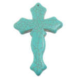 Turquoise Pendant Cross turquoise blue Approx 1.8mm Sold By Lot