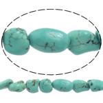 Perles turquoises, turquoise synthétique, pepite, bleu turquoise, 7-11x6-8mm, Trou:Environ 1mm, Longueur Environ 15.5 pouce, 20Strandstoron/lot, Vendu par lot