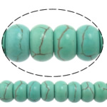 Perles turquoises, turquoise synthétique, rondelle, vert, 8x5mm, Trou:Environ 1mm, Longueur:Environ 16.5 pouce, 30Strandstoron/lot, Vendu par lot