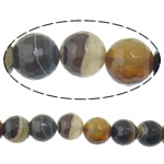 Natürliche Streifen Achat Perlen, rund, verschiedene Größen vorhanden & facettierte, Bohrung:ca. 2mm, Länge:ca. 15 ZollInch, verkauft von Menge
