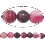 Natürliche Rosa Achat Perlen, rund, Maschine facettiert & Streifen, 10mm, Bohrung:ca. 2mm, Länge:ca. 15 ZollInch, 5SträngeStrang/Menge, ca. 38PCs/Strang, verkauft von Menge