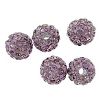 Rhinestone Clay Pave Beads Round with 48 pcs rhinestone Lt Amethyst 8mm Approx 2mm Sold By Lot