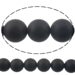 Natürliche schwarze Achat Perlen, Schwarzer Achat, rund, satiniert, 4mm, Bohrung:ca. 0.8-1mm, Länge:15 ZollInch, 20SträngeStrang/Menge, verkauft von Menge