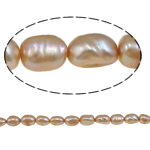 Cultured Baroque Freshwater Pearl Beads, Rice, pink, 8-9mm, Hole:Approx 0.8mm, Sold Per 15.7 Inch Strand