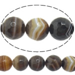 Natural Coffee Agate perler, Kaffe Agate, Runde, maskine facetteret & stribe, 8mm, Hole:Ca. 0.8-1mm, Længde Ca. 15 inch, 10Strands/Lot, Solgt af Lot
